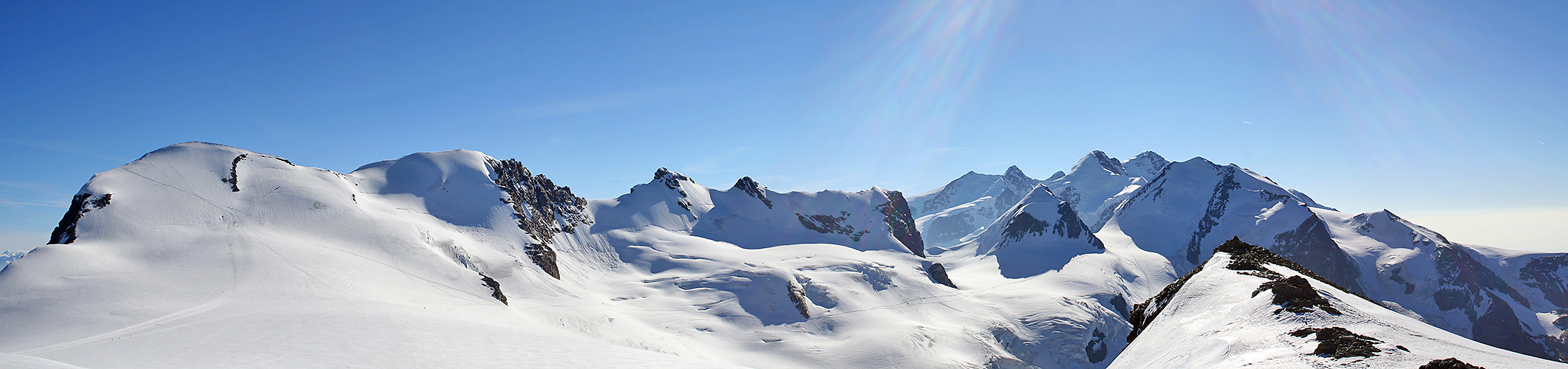 Blick heute Morgen von der 3899m hohen Gobba di Rollin