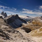 Blick in den Naturpark der Sextener Dolomiten, links im Bild erkennt man die Gipfel...