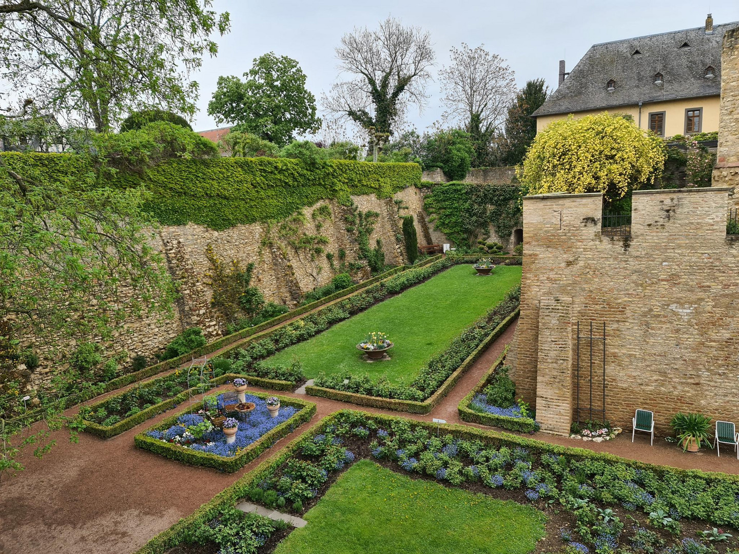 Blick in den Rosengarten der Kurfürstlichen Burg Eltville