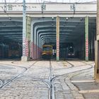 Blick in die Straßenbahn-Remise Floridsdorf, Wien, 21. Bezirk