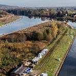 BLICK IN EINE BRANDENBURGER LANDSCHAFT VOM SCHIFFSHEBWERK NIEDERFINOW, DEM ALTEN