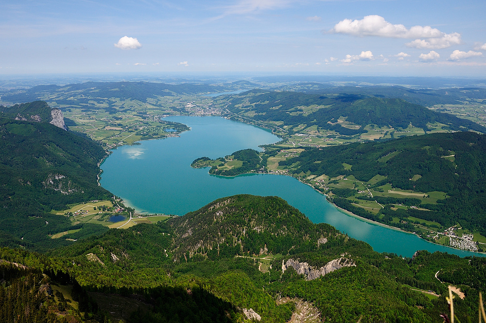 Blick in´s Salzkammergut v. Schafberg auf den Mondsee