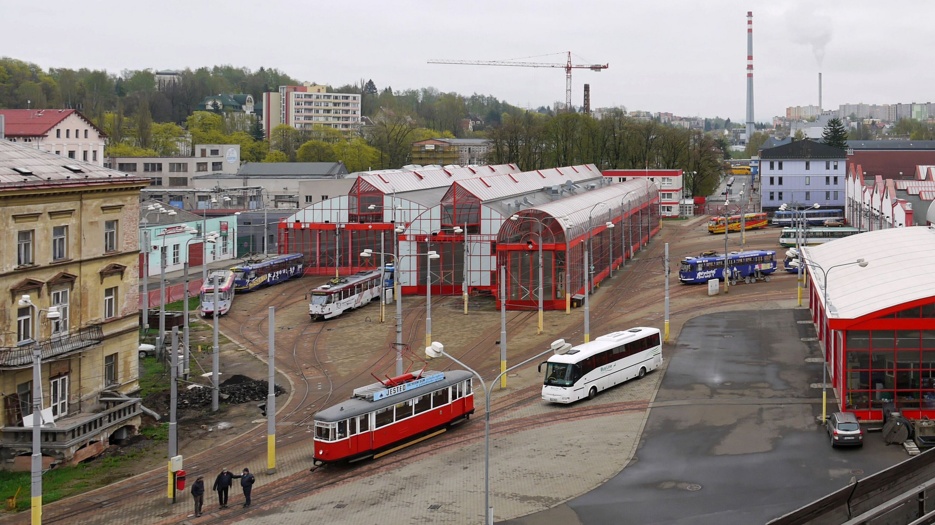 Blick ins Straßenbahndepot Liberec