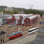 Blick ins Straßenbahndepot Liberec