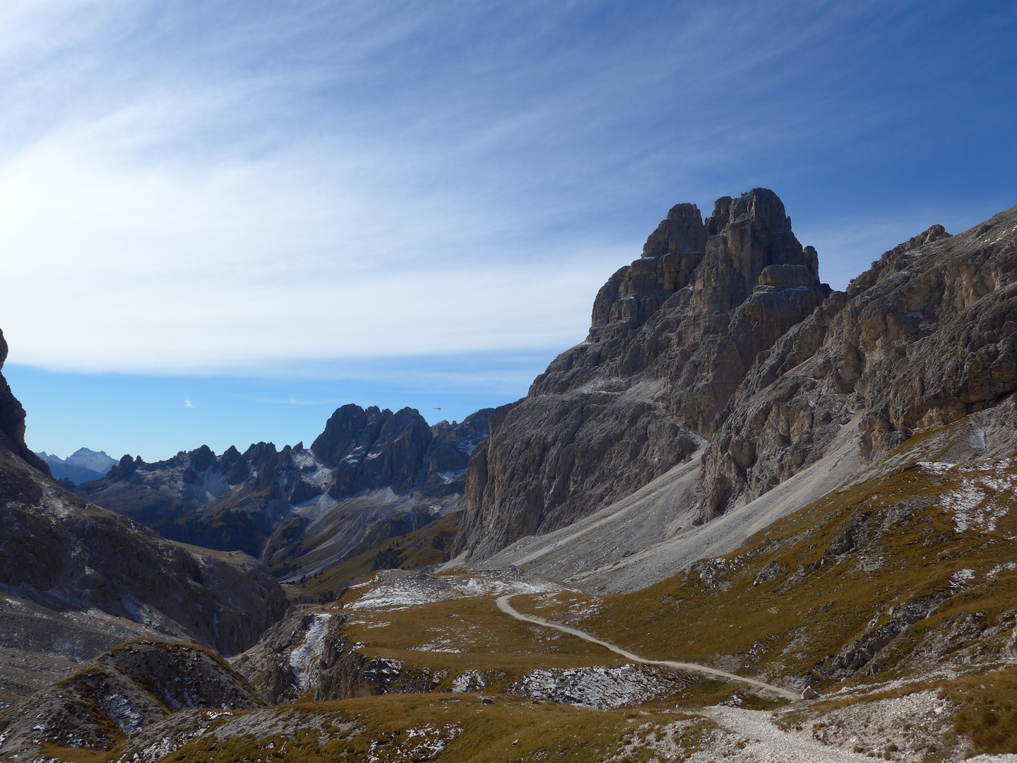 Blick ins Vajolettal und zu den Vajolettürmen (Südtirol)