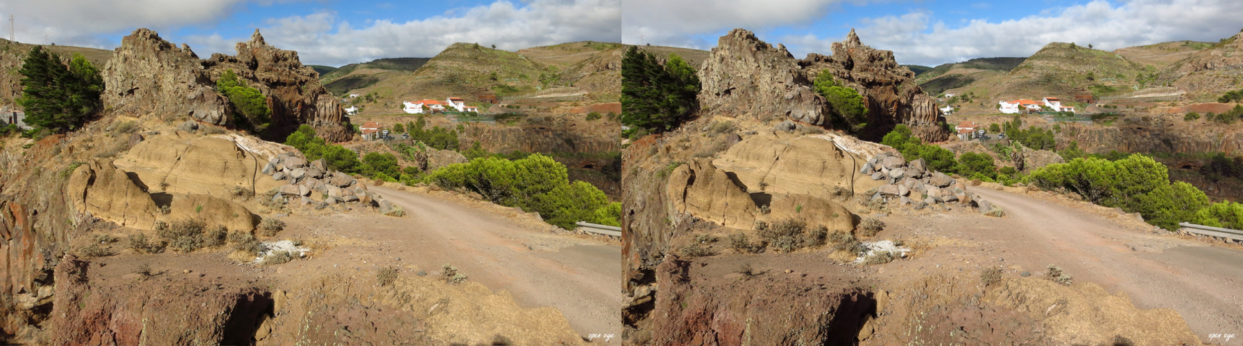 Blick nach Arure und Mirador Del SantoLa Gomera Kanaren - 3D Kreuzblick