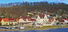 Blick nach Wehlen rechts der Elbe über Mittag des 03.01. 2020