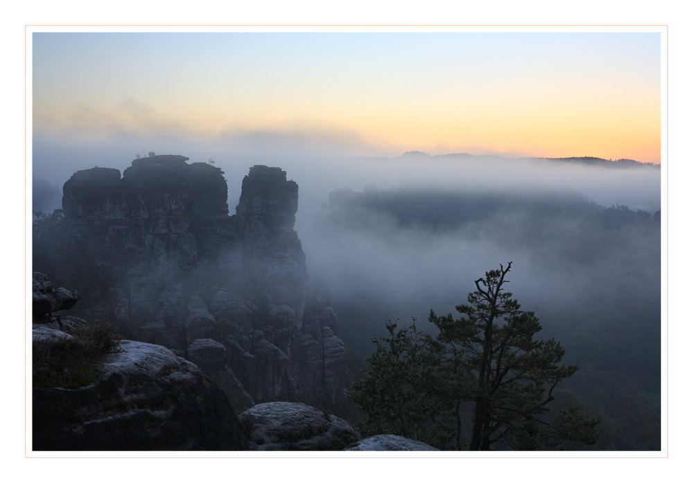 Blick nahe der Bastei im Elbsandsteingebirge