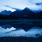 Blick Richtung Allgäuer Alpen - blaue Stunde