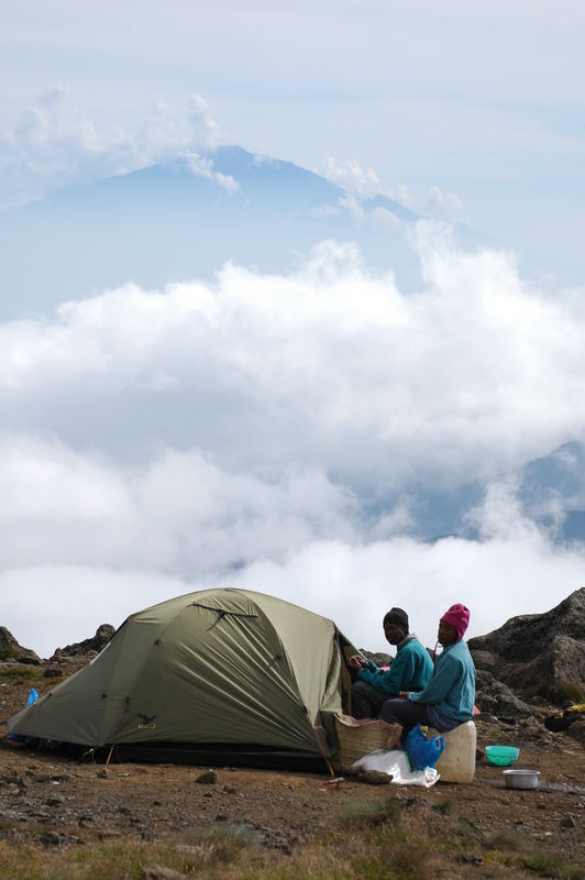 Blick Shira Camp Kilimanjaro auf den Mount Meru