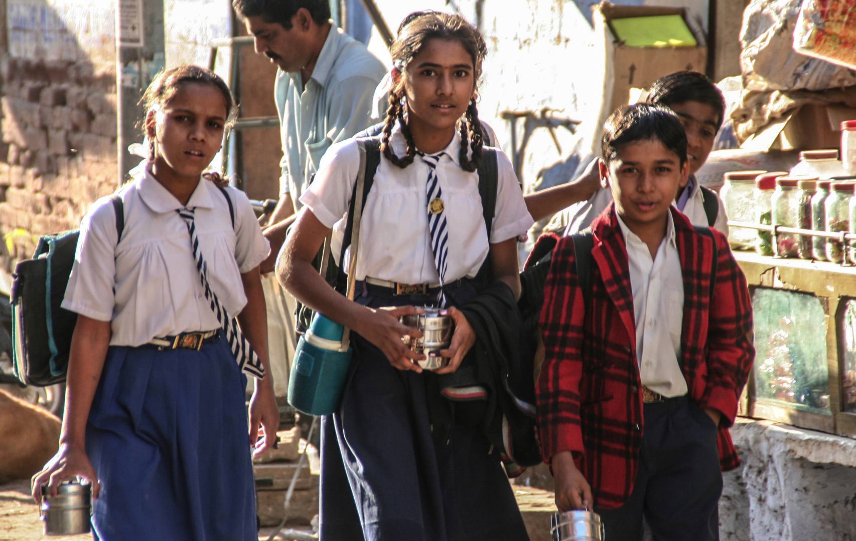 Blick street Schulmädchen India
