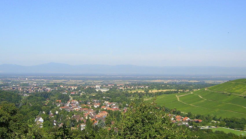 Blick über Badenweiler zu den Vogesen