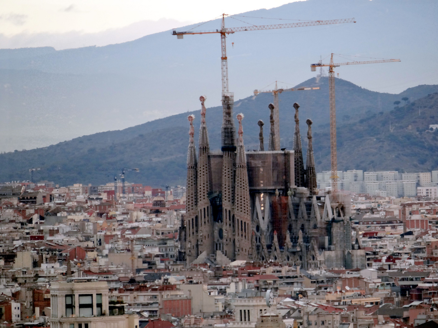 Blick über Barcelona auf die Sagrada Familia