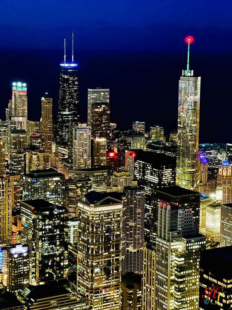 Blick über Chicago zum Hancock Tower