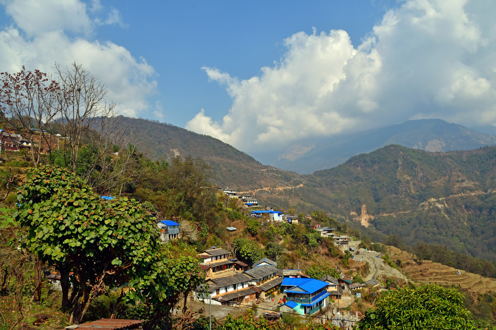 Blick über das Dorf Ghandruk am Rande des Annapurna Himal