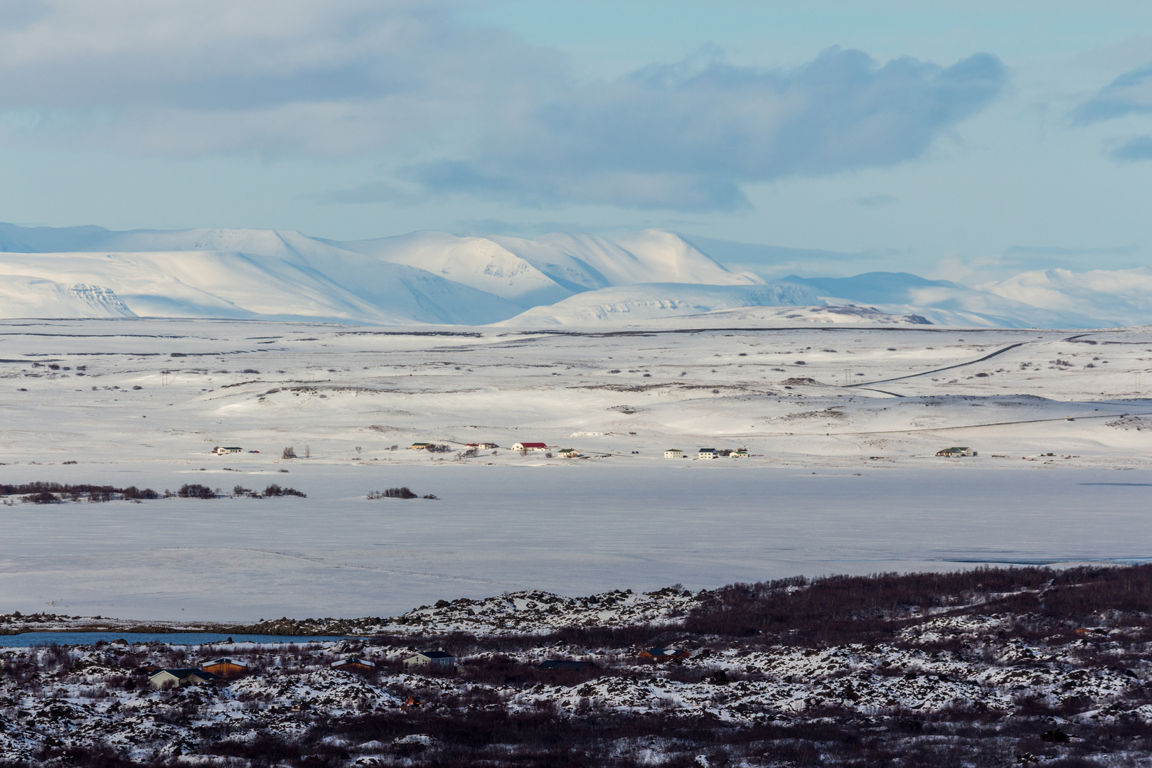 Blick über das Land im Norden Islands