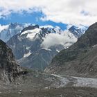 Blick über das Mer de Glace zu den Grand Jorasses....