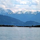 Blick über den Bodensee zu den Alpen