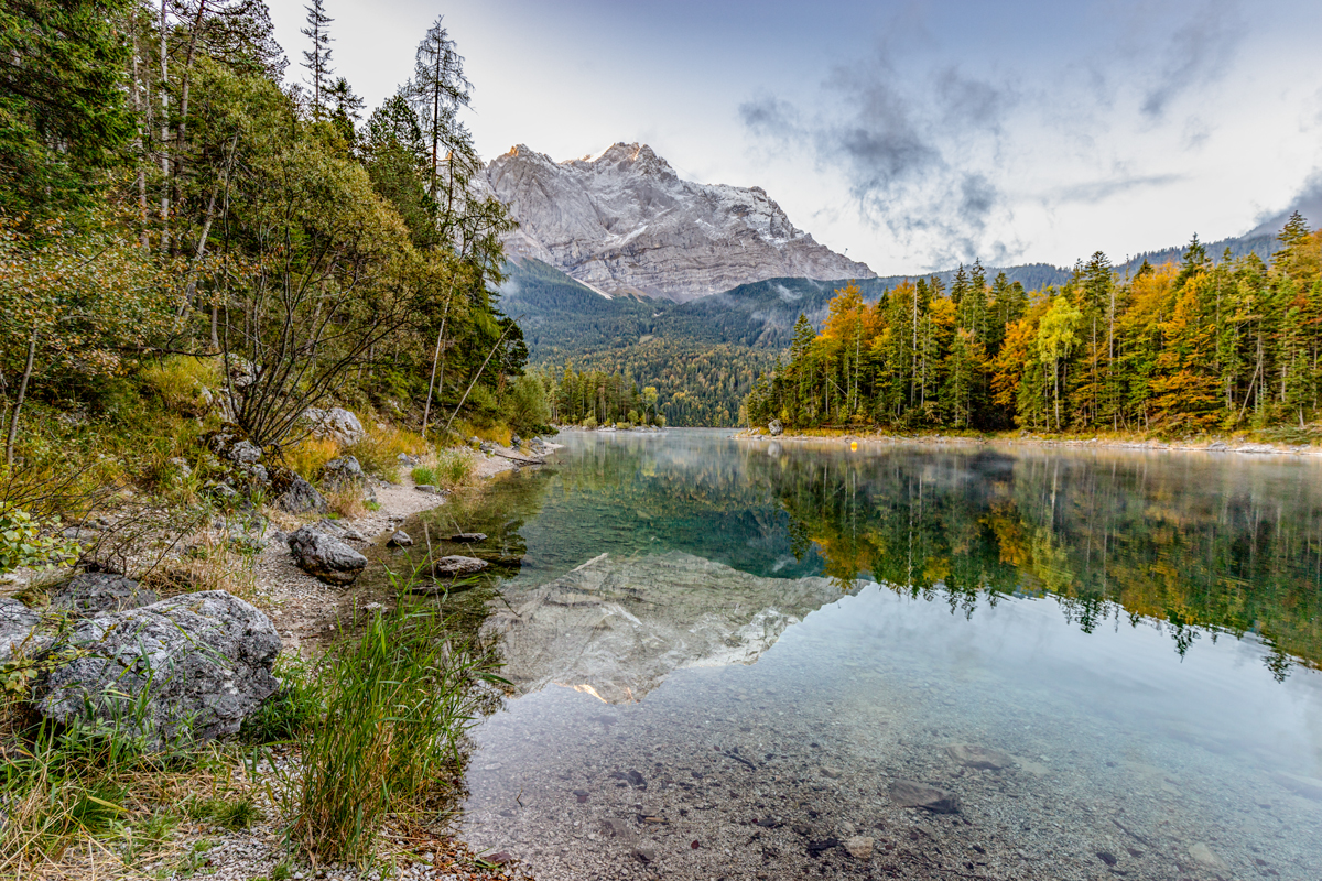 Blick über den Eibsee zur Zugspitze