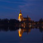 Blick über den Frankenteich auf die Stralsunder Marienkirche... 