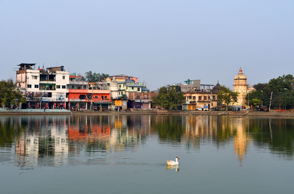 Blick über den Ganga Sagar in Janakpur