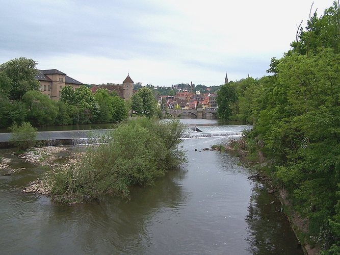 Blick über den Kocher auf Schwäbisch Hall