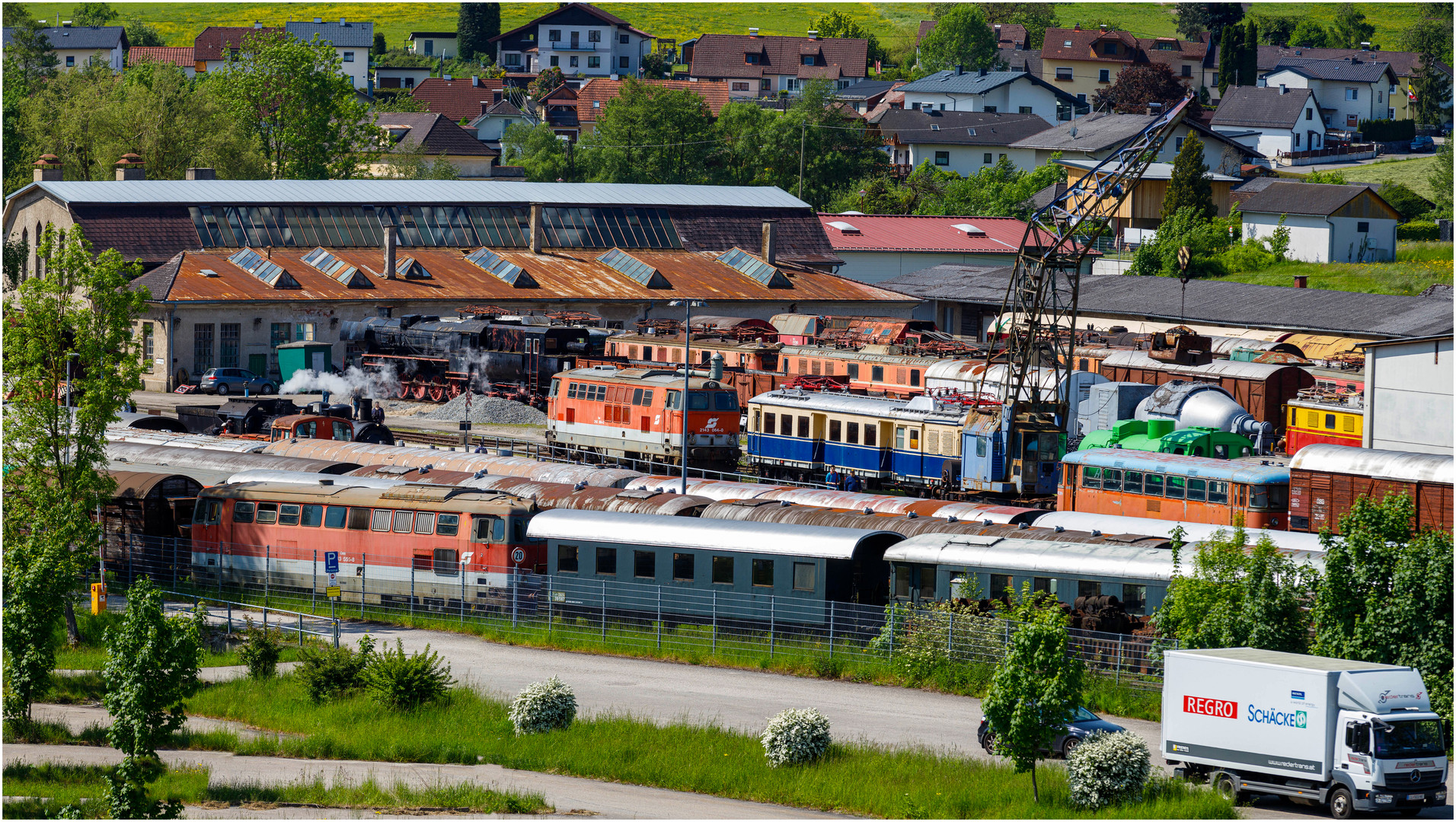 Blick über den Lokpark Ampflwang