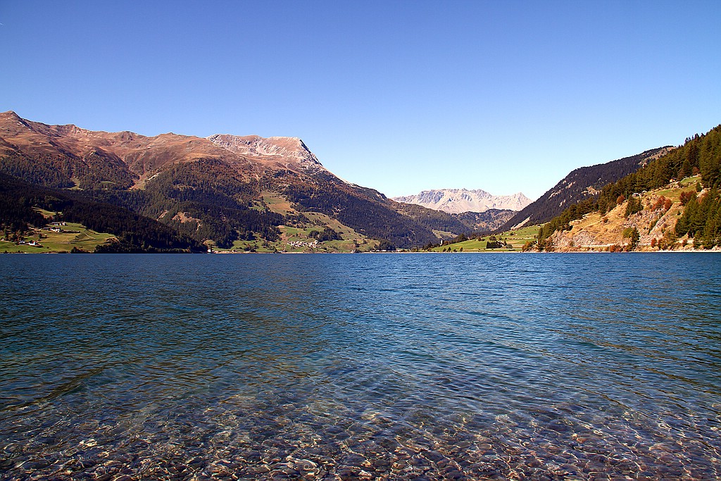 Blick über den Reschensee