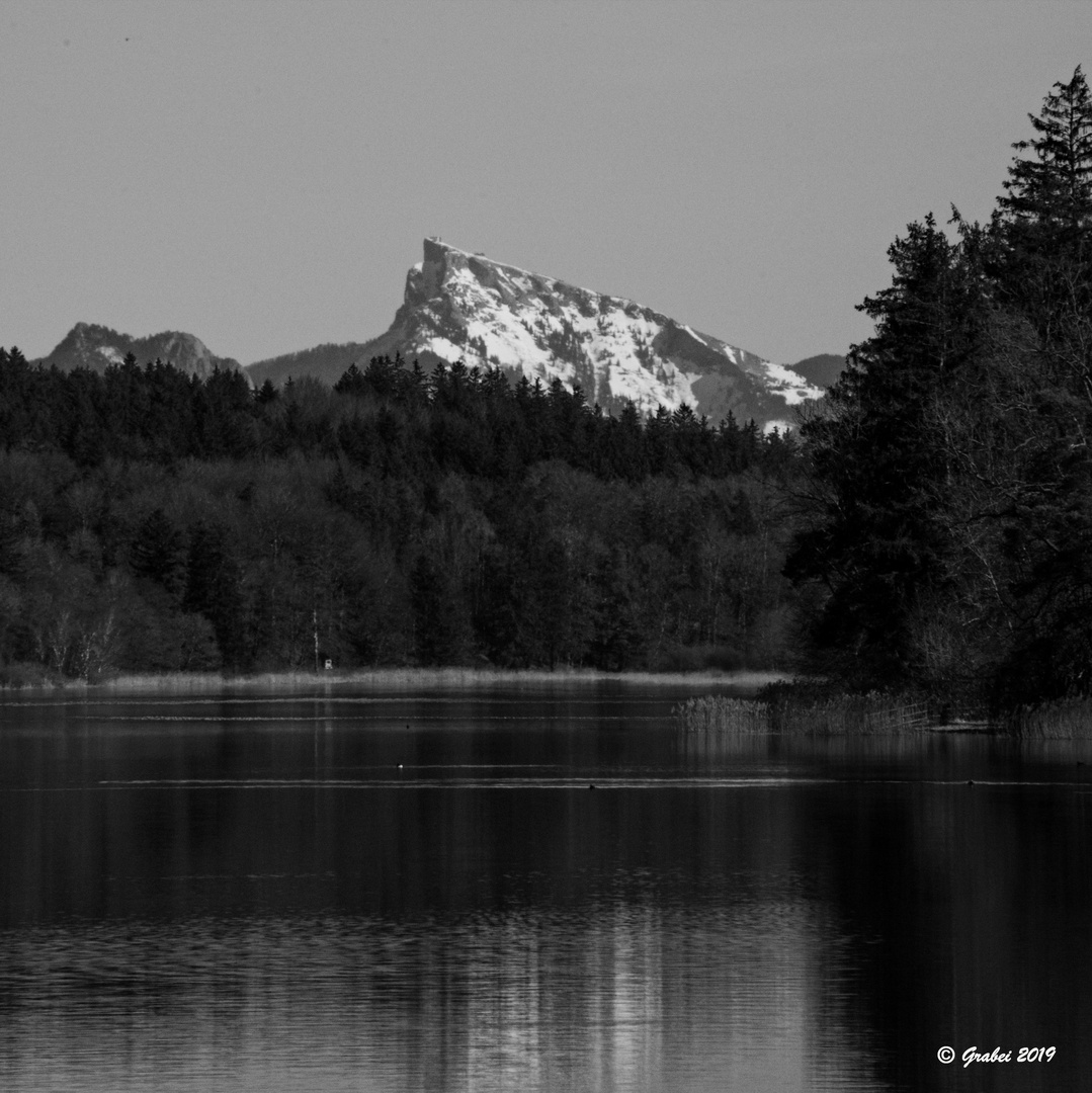 Blick über den See bis zum Schafberg am Wolfgangsee