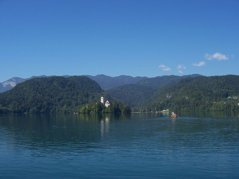 Blick über den See von Bled / Slowenien