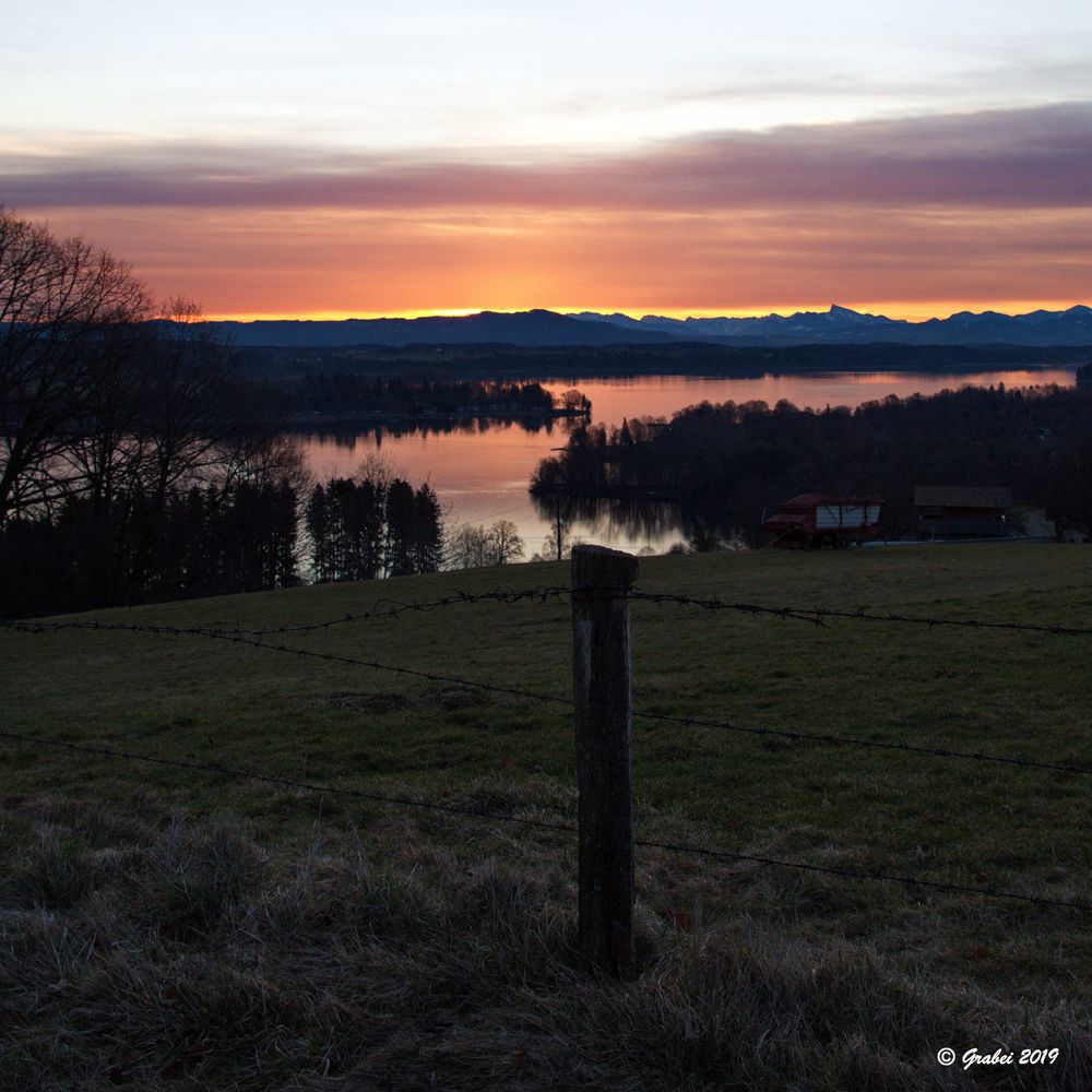 Blick über den Waginger See, bis nach Österreich