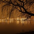 Blick über die Alster bei Nebel