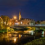 Blick über die Bode zur St. Marien Kirche Staßfurt