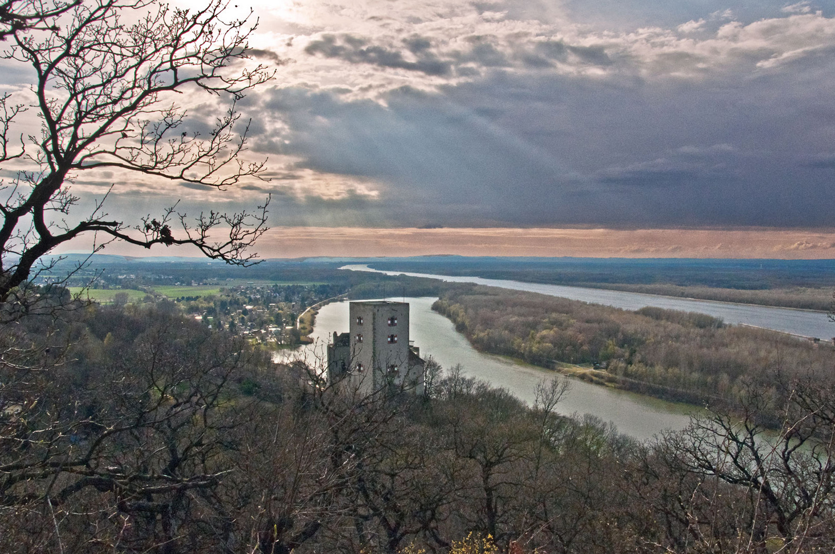 Blick über die Burg Greifenstein zur Donau