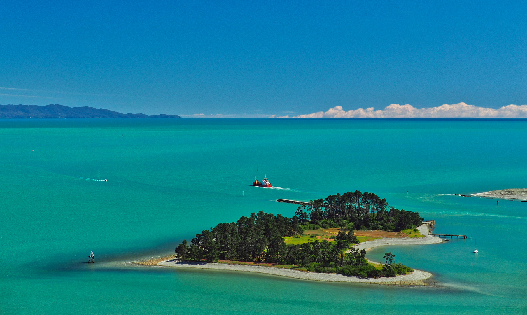 Blick über die Tasman Bay bei Nelson, NZ