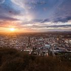 Blick über Freiburg zum Sonnenuntergang