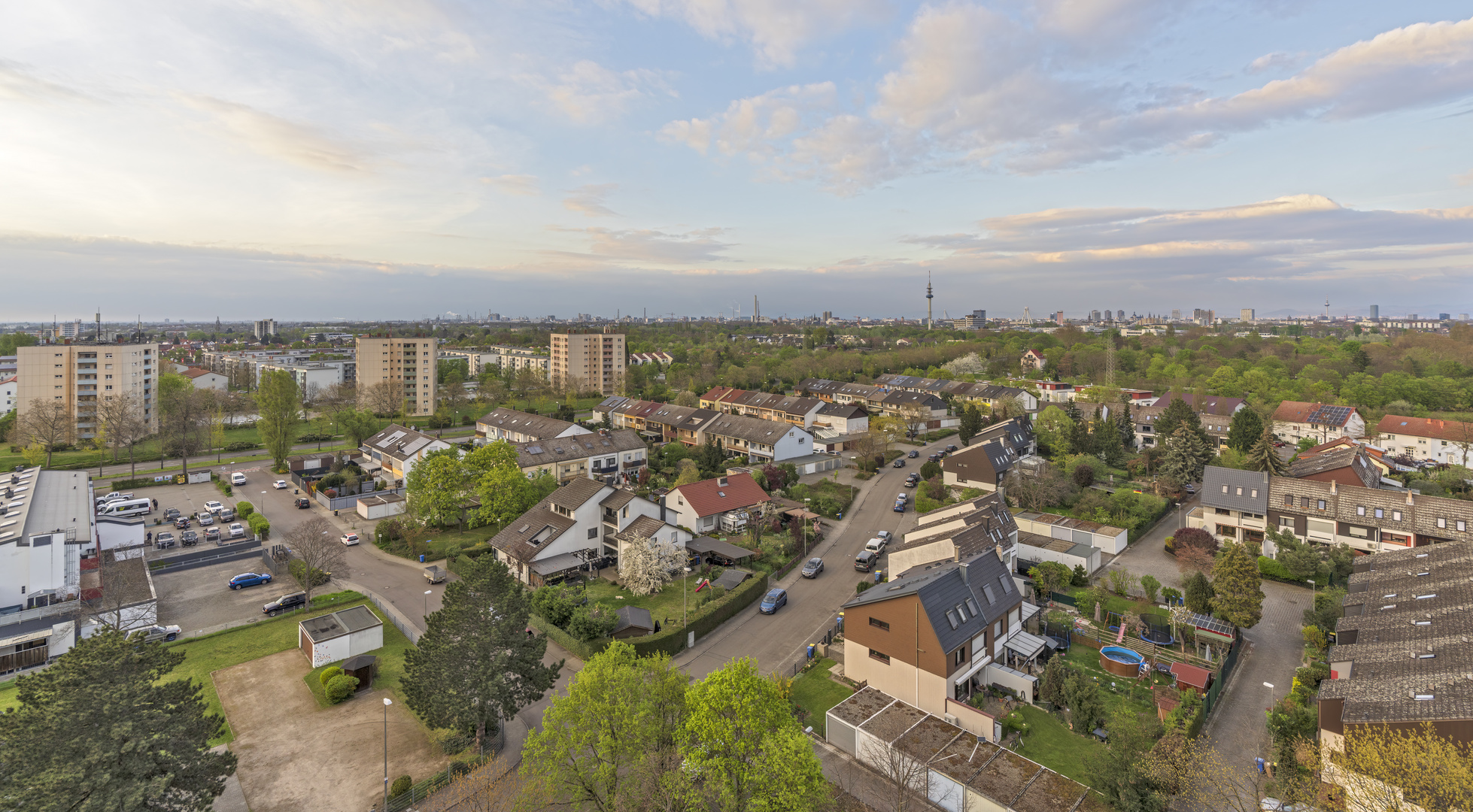 Blick über Ludwigshafen-Gartenstadt