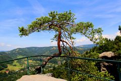 Blick über Mala Skala zur Burg Frydstein