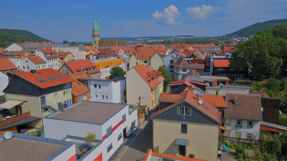 Blick über Meiningen (vista panorámica de Meiningen)