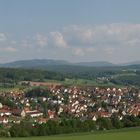 Blick über Oberthulba in die Rhön