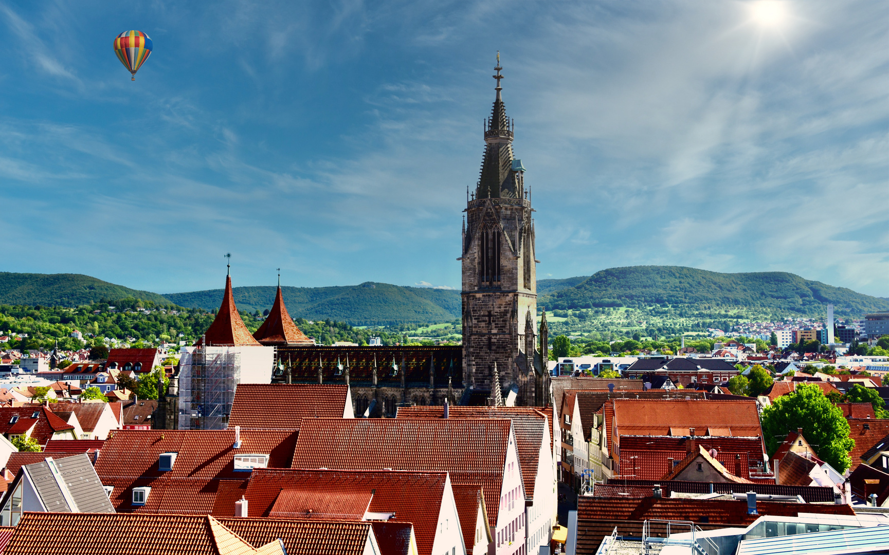 Blick über Reutlingen vom Riesenrad das 1 Monat bei uns auf dem Marktplatz stand