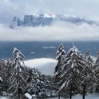 Blick über Ritten gegen Rosengarten