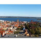 Blick über Stralsund nach Rügen