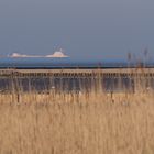 Blick über Vorland, Wattenmeer und Schifffahrtsstrasse von Sahlenburg aus.