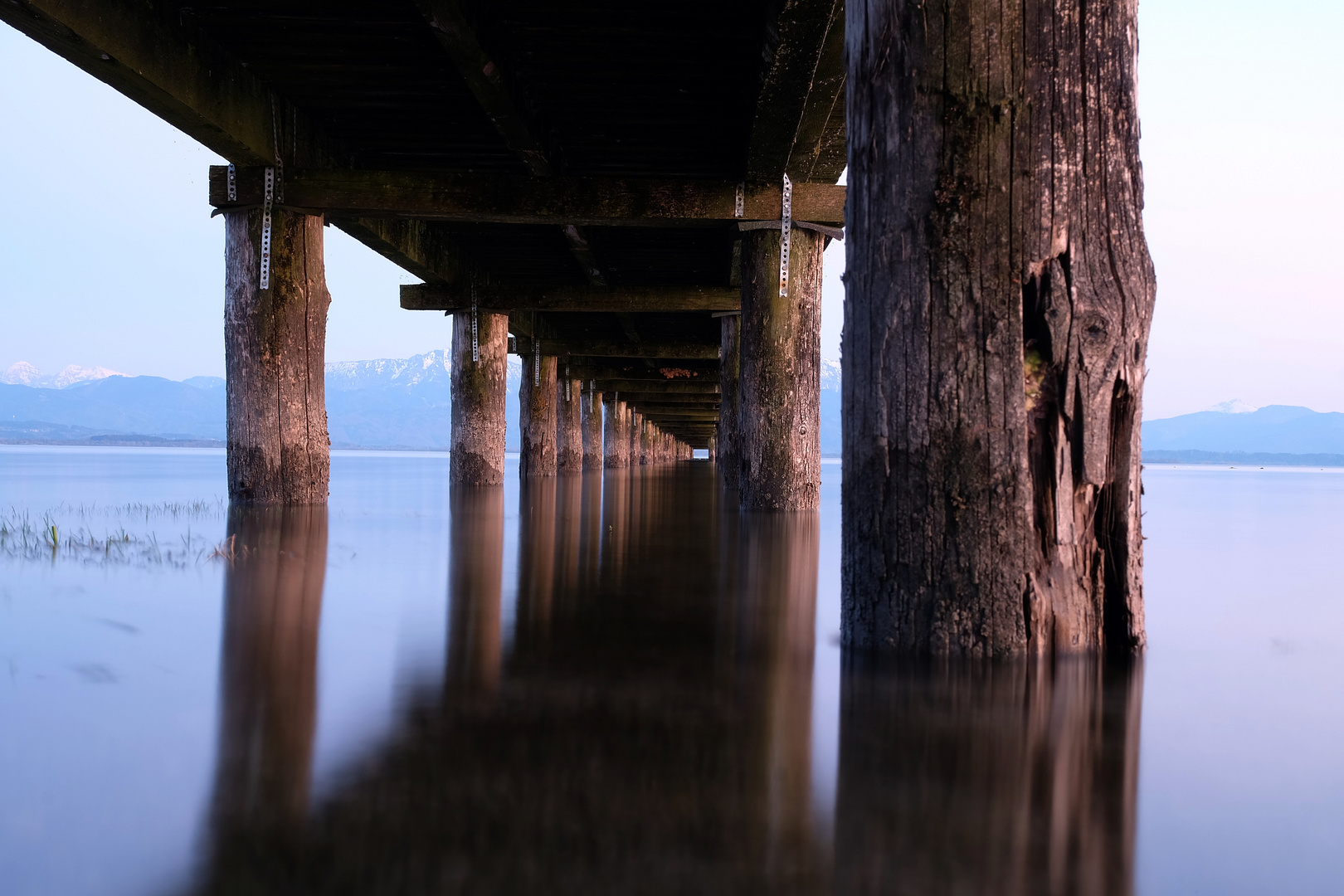 Blick unter dem Steg (Chiemsee )