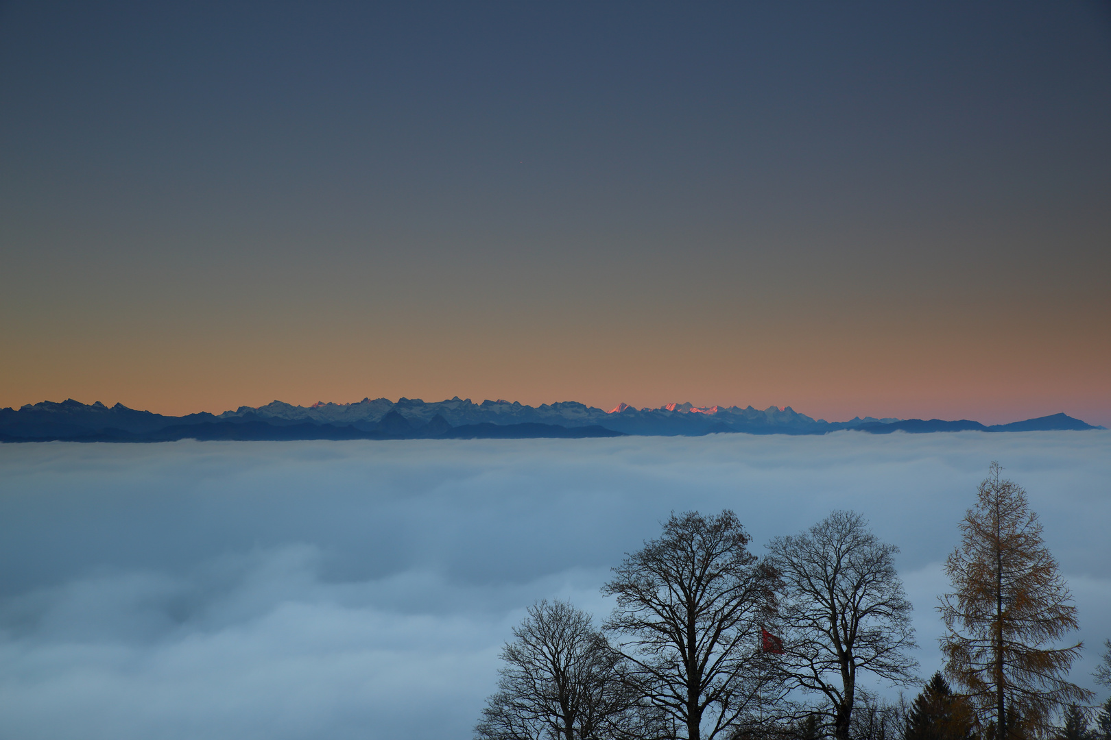 Blick vom Bachtel in Richtung Alpen