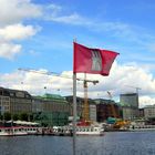 Blick vom Ballindamm über die Hamburger Binnenalster Richtung Jungfernstieg