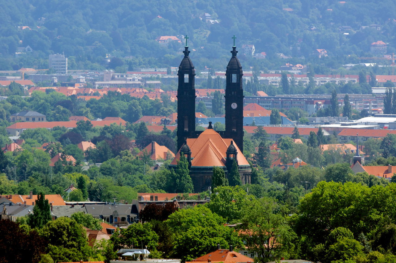 Blick vom Bismarckturm auf die Christuskirche