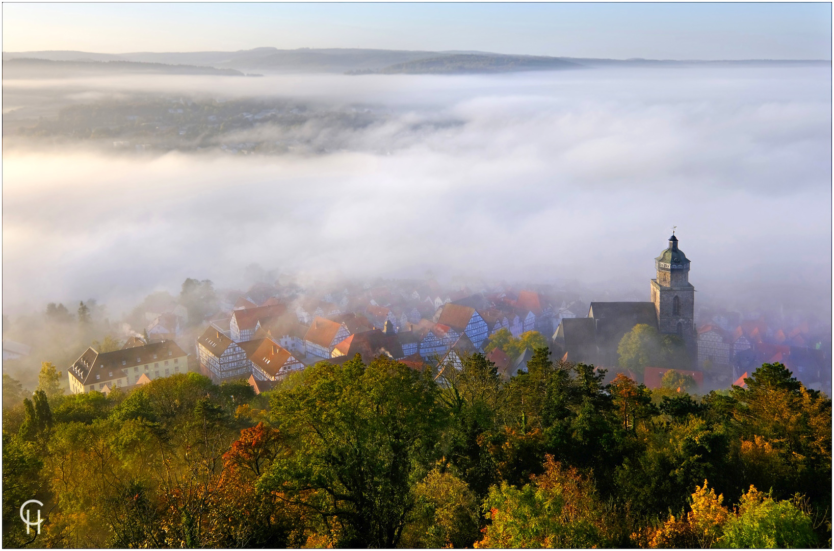 Blick vom Burgberg auf Homberg im Rotkäppchenland und GrimmHeimat Nordhessen