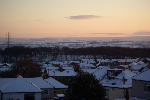 Blick vom Dachfenster in West Yorkshire